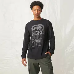 ECKO - Camiseta Hombre Manga larga con Logo de Algodón