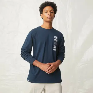 ECKO - Camiseta Hombre Manga larga con Logo de Algodón