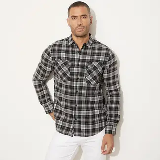 MOSSIMO - Camisa Hombre de Cuadros Manga larga Recto de Algodón