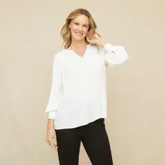 SOUTHLAND - Blusa Mujer Plisada Manga larga globo