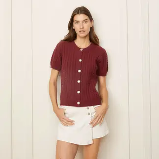 BASEMENT - Blusa Mujer Tejido Manga corta globo de Algodón