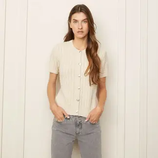 BASEMENT - Blusa Mujer Tejido Manga corta globo de Algodón