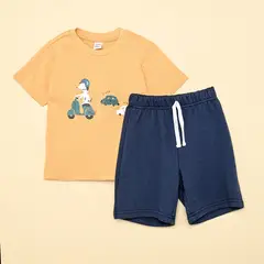 YAMP - Set Pantalón + Camiseta manga corta para Bebé niño en Algodón