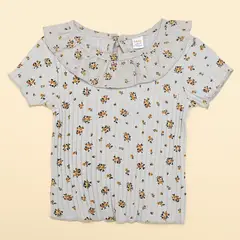 YAMP - Camiseta Bebé niña Con cuello Acanalada Manga corta