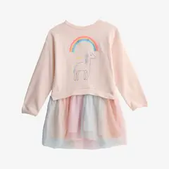 YAMP - Vestido para Niña con Estampado Manga larga de Algodón