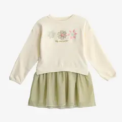 YAMP - Vestido para Niña con Estampado Manga larga de Algodón