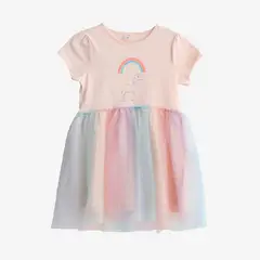 YAMP - Vestido para Niña con Estampado Manga corta de Algodón