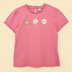 YAMP - Camiseta para Niña Manga corta de Algodón