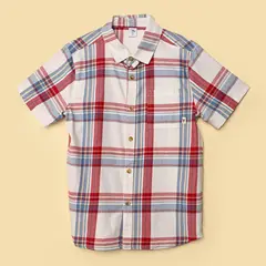 YAMP - Camisa para Niño de Cuadros Manga corta de Algodón