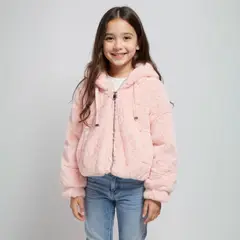YAMP - Chaqueta Niña Efecto pelo Con capucha
