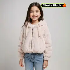 YAMP - Chaqueta Niña Efecto pelo Con capucha