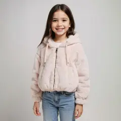YAMP - Chaqueta Niña Efecto pelo Con capucha