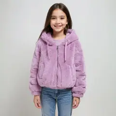 YAMP - Chaqueta Niña Efecto pelo Con capucha