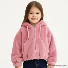 YAMP - Chaqueta Niña Efecto pelo Con capucha