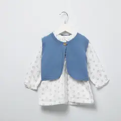 YAMP - Sets Vestido manga larga + Chaleco para Bebé niña en Algodón