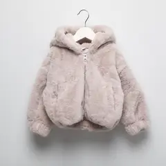 YAMP - Chaqueta para Bebé niña Efecto pelo Efecto pelo Con capucha