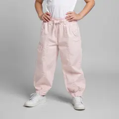 YAMP - Jean para Niña Cintura elásticada Cargo de Algodón