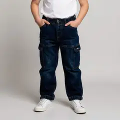 YAMP - Jean para Niño Cintura elásticada Jogger de Algodón