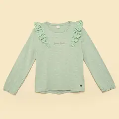 YAMP - Camiseta para Niña con Boleros Manga larga de Algodón