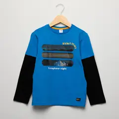 YAMP - Camiseta para Niño con Estampado Manga larga de Algodón