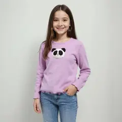 YAMP - Camiseta manga larga para Niña con Estampado de Algodón
