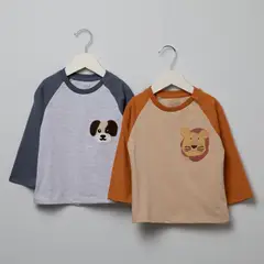 YAMP - Camisetas manga larga para Bebé niño Pack de 2 unidades con Estampado de Algodón