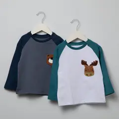 YAMP - Camisetas manga larga para Bebé niño Pack de 2 unidades con Estampado de Algodón