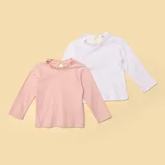 YAMP - Camisetas para Bebé niña Pack de 2 unidades Manga larga de Algodón