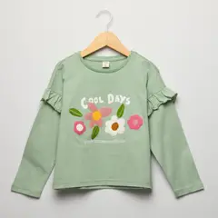 YAMP - Camiseta para Niña con Estampado Manga larga de Algodón