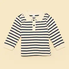 YAMP - Camiseta polo para Bebé niño de Rayas Manga larga de Algodón