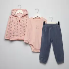 YAMP - Sets Saco con capucha + Body manga larga + Pantalón Jogger para Bebé niña