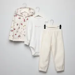 YAMP - Sets Saco con capucha + Body manga larga + Pantalón Jogger para Bebé niña