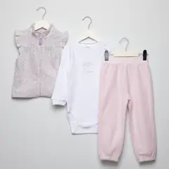 YAMP - Sets Saco con capucha + Body mangas larga + Pantalón Jogger para Bebé niña