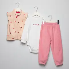 YAMP - Sets Saco con capucha + Body mangas larga + Pantalón Jogger para Bebé niña