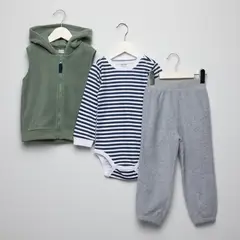YAMP - Sets Chaleco con capucha + Body manga larga + Pantalón para Bebé niño