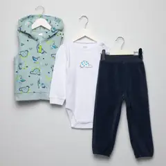 YAMP - Sets Chaleco con capucha + Body manga larga + Pantalón para Bebé niño