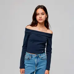 ELV - Camiseta para Niña Con cuello Manga larga de Algodón