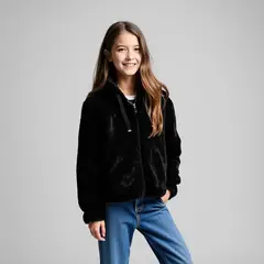 ELV - Chaqueta para Niña Efecto pelo Con capucha