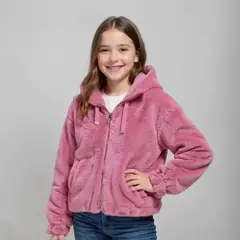 ELV - Chaqueta para Niña Efecto pelo Con capucha