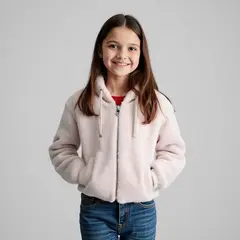 ELV - Chaqueta para Niña Efecto pelo Con capucha