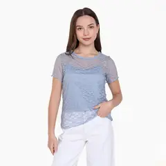 ELV - Blusa para Niña con Encaje Manga corta