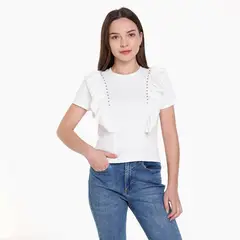 ELV - Camiseta para Niña con Boleros Manga corta de Algodón