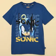 undefined - Camiseta para Niño con Estampado Manga corta de Algodón Sonic