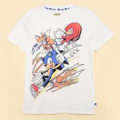 undefined - Camiseta para Niño con Estampado Manga corta de Algodón Sonic
