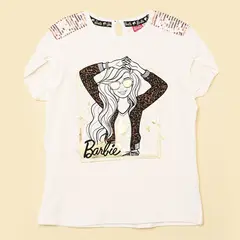 BARBIE - Camiseta para Niña con Estampado Manga corta de Algodón