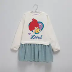 PRINCESS - Vestido Niña con Estampado Tutú Ariel Manga larga Algodón