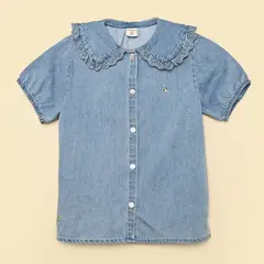 CONIGLIO - Blusa para Niña Con cuello Manga corta de Algodón