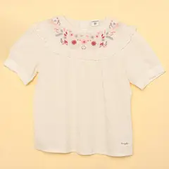 CONIGLIO - Blusa para Niña con Bordado Manga corta de Algodón