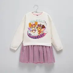 PAW PATROL - Vestido Niña con Estampado Tutú Manga larga Algodón