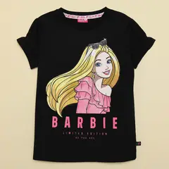 BARBIE - Camiseta para Niña Manga corta de Algodón